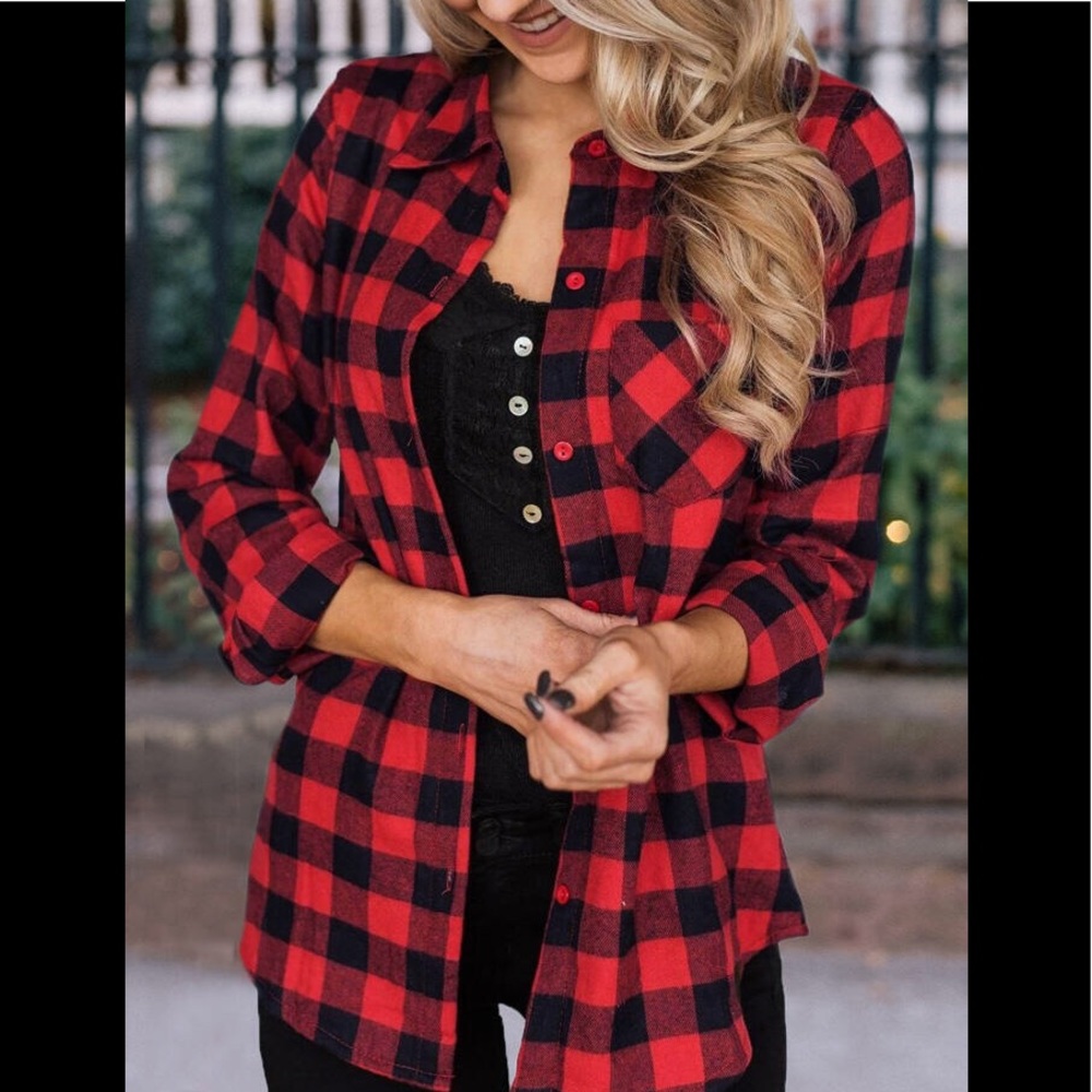 AMBIANCE APPAREL Juniors' Plaid Long-Sleeve Shirt (Gift with Purchase)